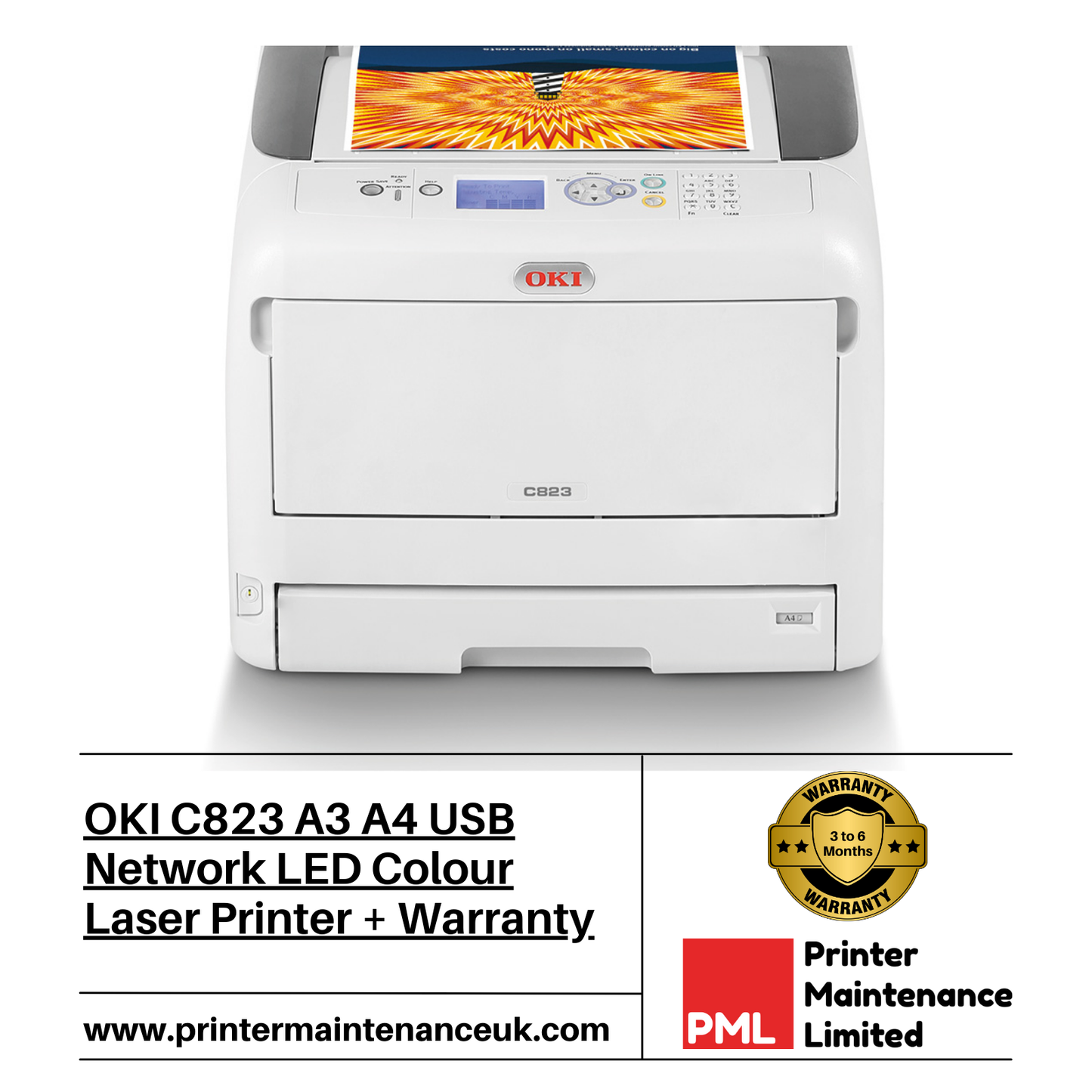 OKI C823 A3 A4 USB Network LED Colour Laser Printer + Warranty