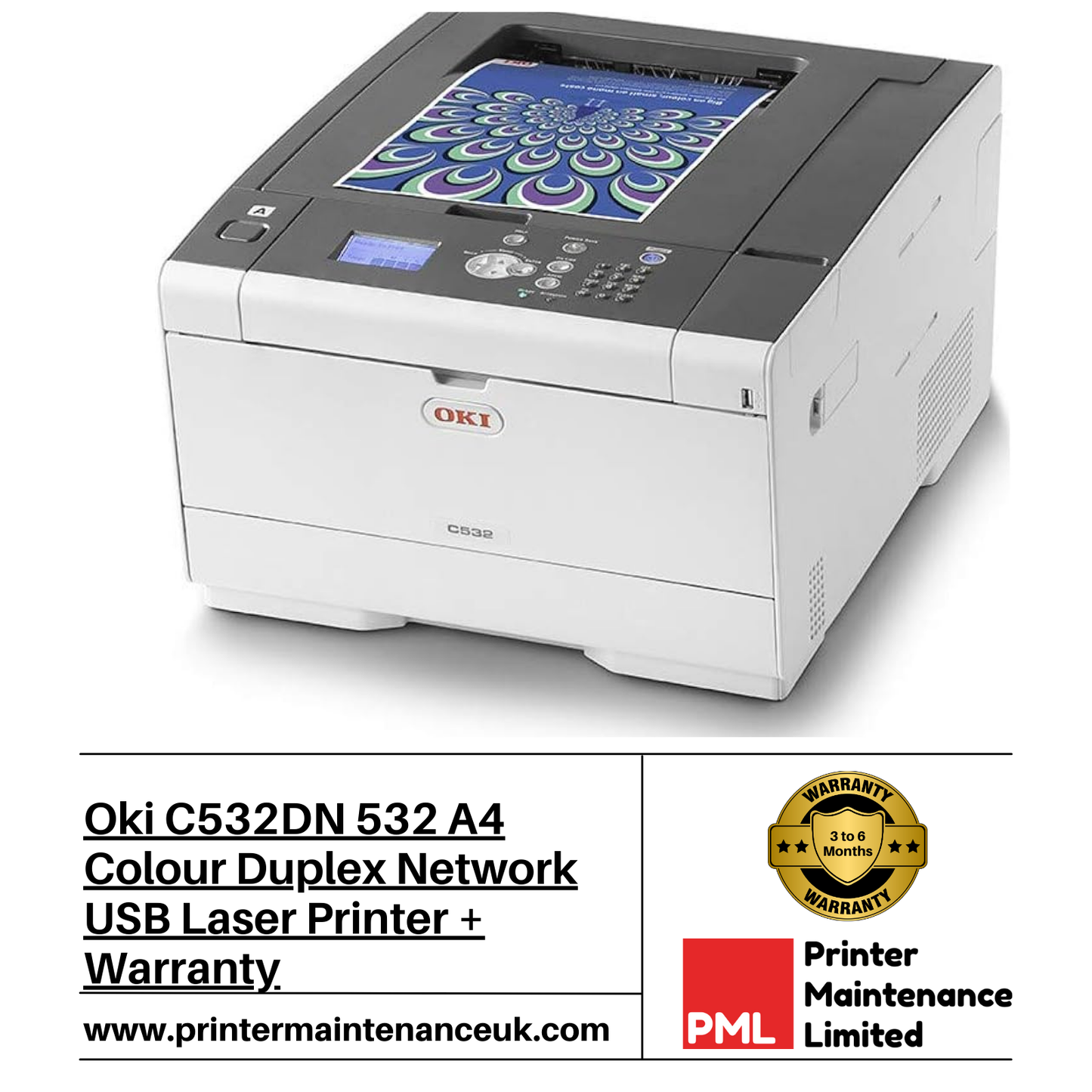 Oki C532DN 532 A4 Colour Duplex Network USB Laser Printer + Warranty