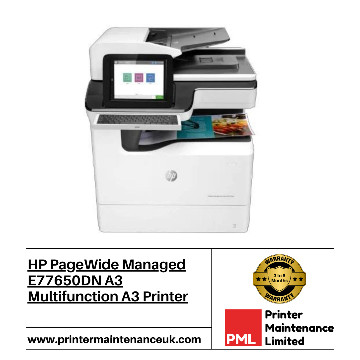 HP PageWide Managed E77650DN A3 Multifunction A3 Printer